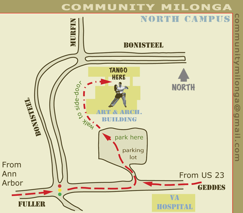 Community Milonga Map 08/16/2008 Ann Arbor, Michigan